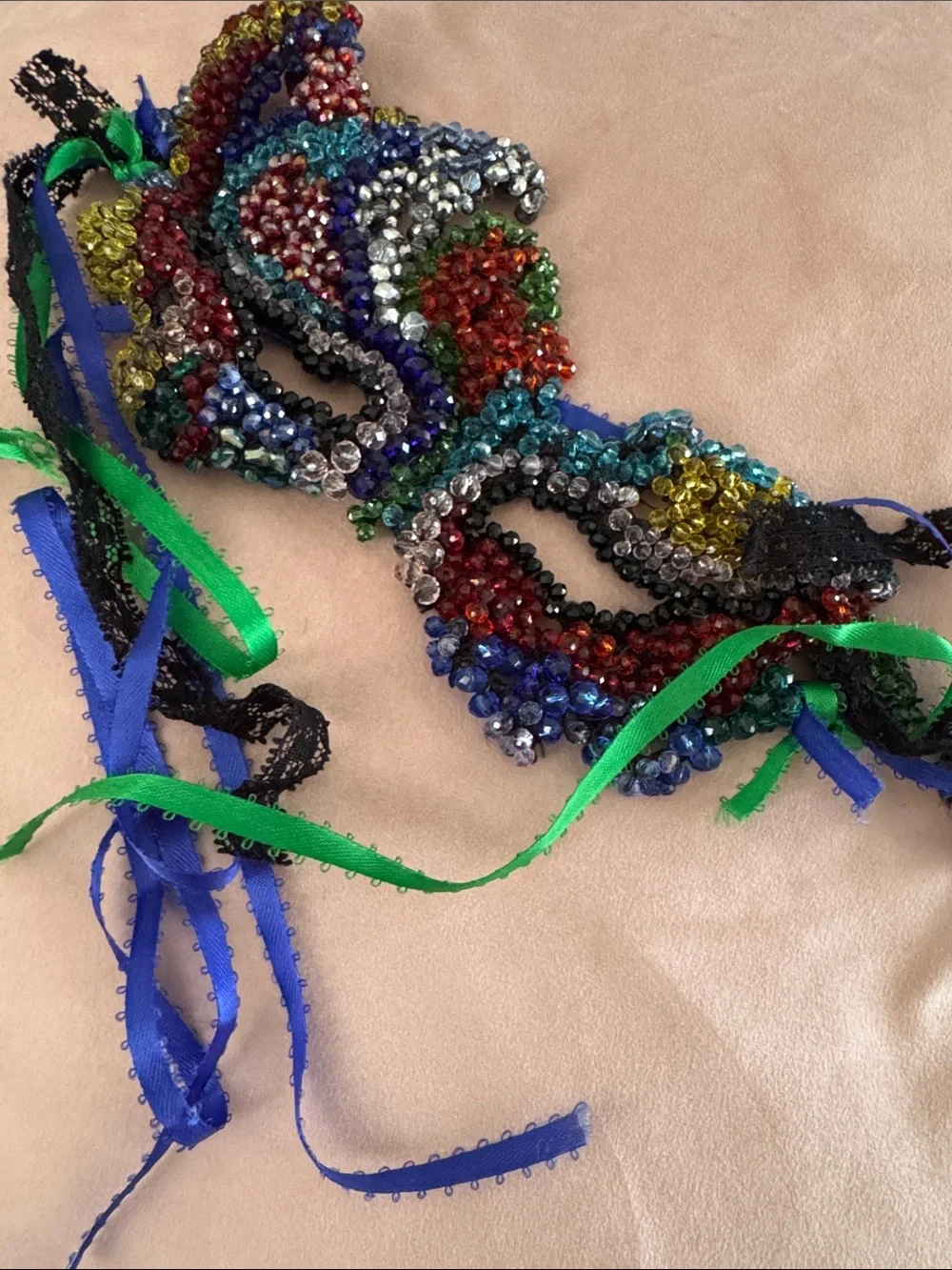 Vintage Beaded Multicolor Margo Gras/Masquerade Mask